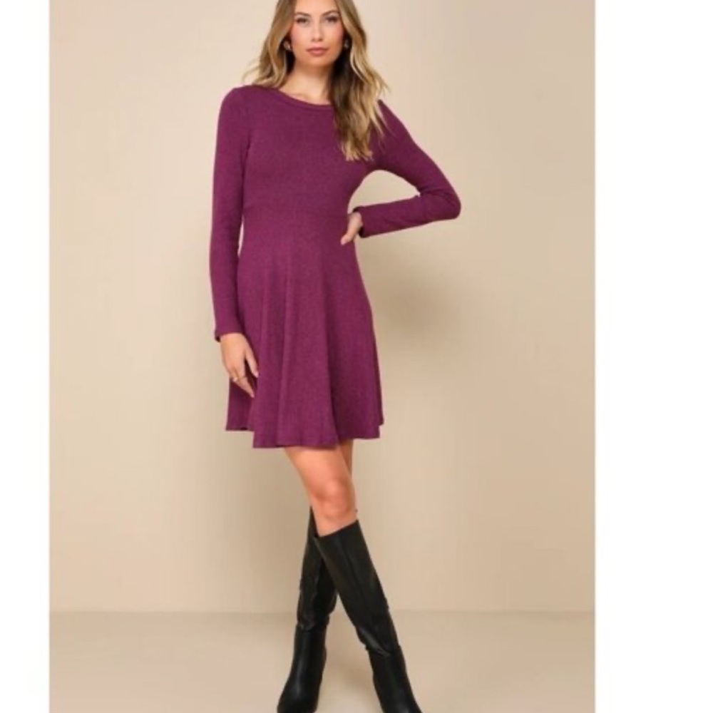 Lulu's Plum Long Sleeve Dress